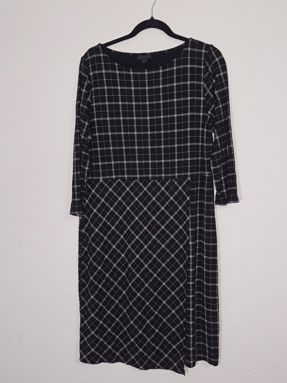 J. Jill Black and White Plaid Midi Dress